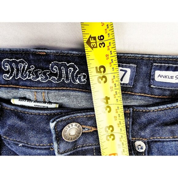 Miss Me Size 27X27 Women's Ankle Skinny Blue Denim 5 Pocket logo Tag Jeans - Picture 12 of 13